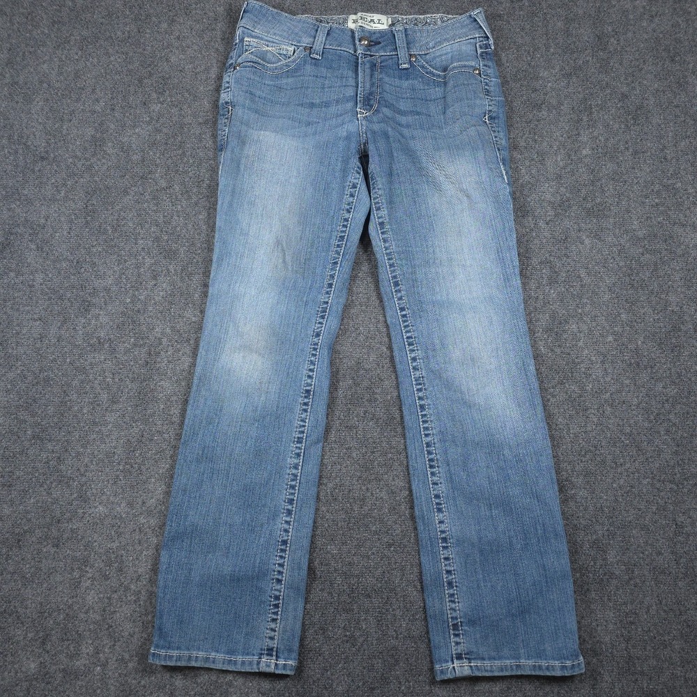 Ariat Real Jeans Womens 30x30 Blue Rainstorm Straight Leg Mid Rise Icon Fit